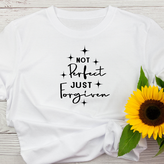 Not- Perfect - Just- Forgiven- plus size graphic tees - cotton ladies shirts - Women's T-shirt- Art Typography T Shirt