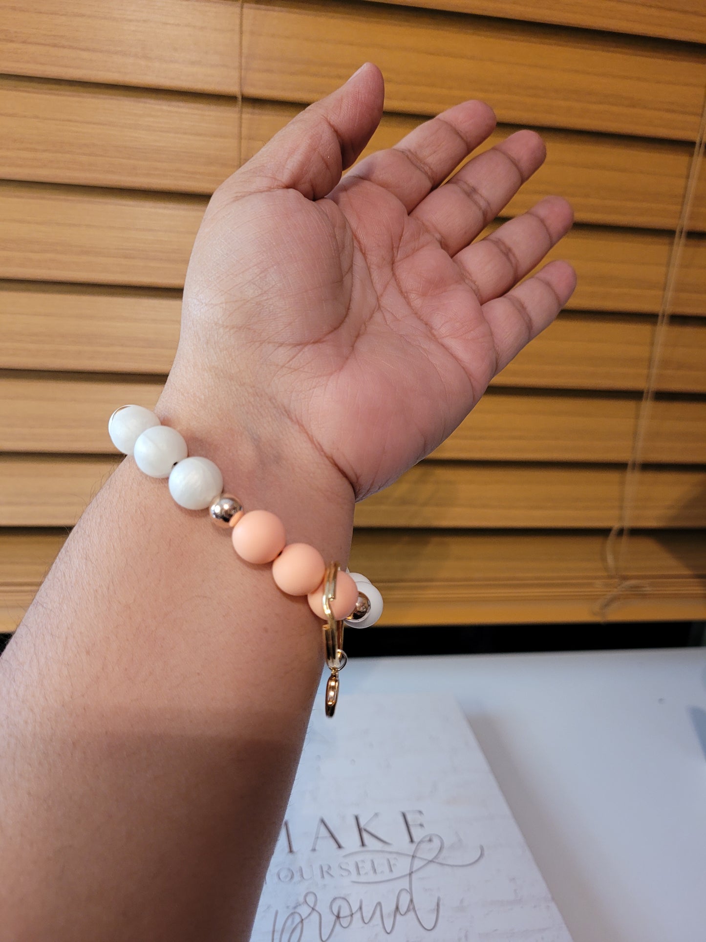 Wristlet Keychain Peach, Blush & White -Silicone Keychain