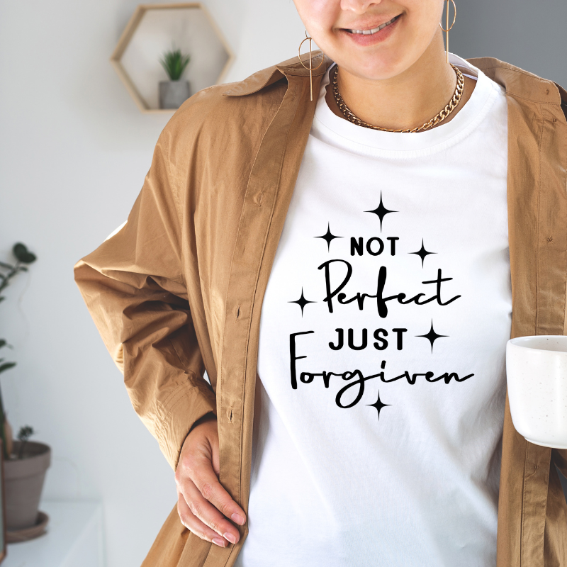 Not- Perfect - Just- Forgiven- plus size graphic tees - cotton ladies shirts